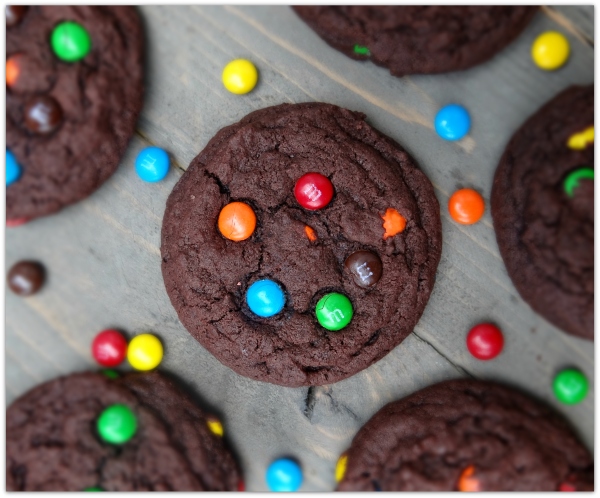 Soft and Chewy Double Chocolate M&M Cookies